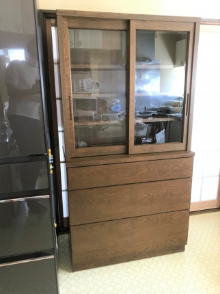 新発田市のS様邸へ【90幅ナラ材特注食器棚】お届けしました！