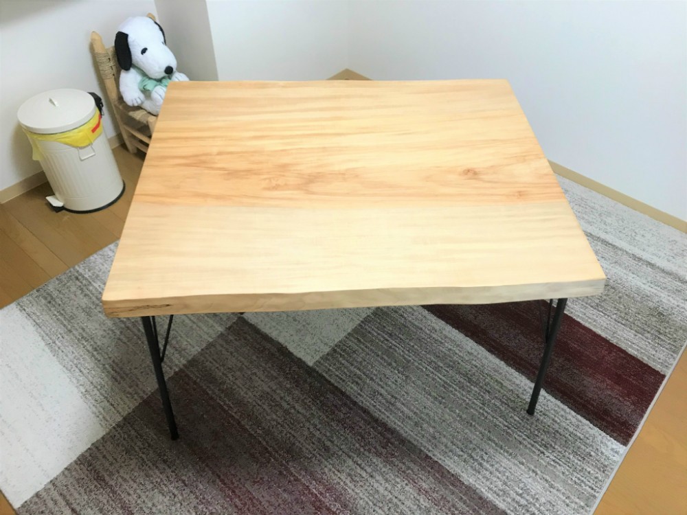 一枚板栃材フロアテーブルをダイニングテーブルとして作り替えしました！